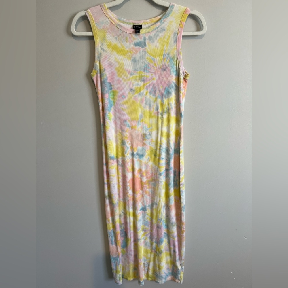 Art Class Yellow Pink Sheath Dress Sleeveless Casual